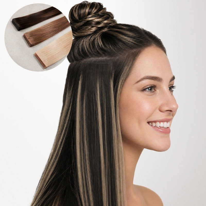 Black to Light Blonde Balayage (1B/19/1B) Invisi Edge Tape-Ins 50g