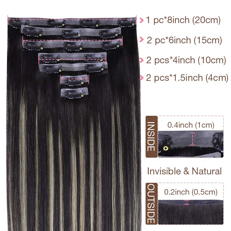 Black To Light Blonde Balayage (1B/19/1B) Seamless Clip-Ins 130g [Clearance]
