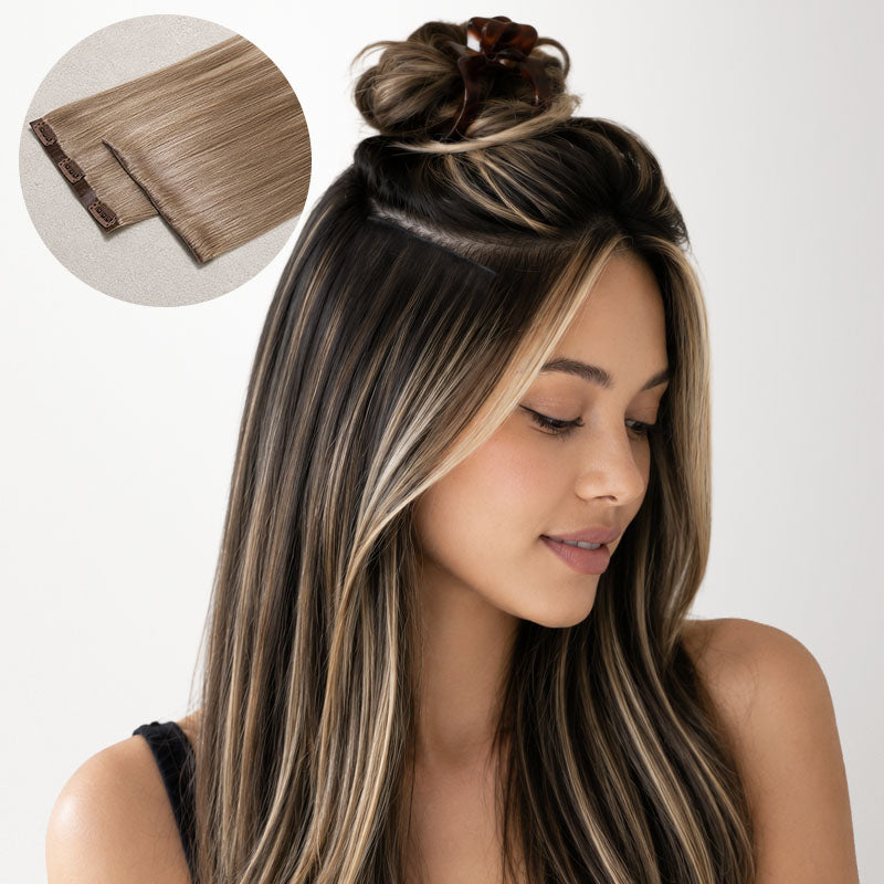 Black to Light Blonde Balayage (1B/19/1B) Invisi Edge Seamless Clip-Ins (130g-170g)