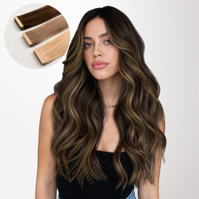 Chestnut Brown Balayage (2/6) Tape-Ins 50g