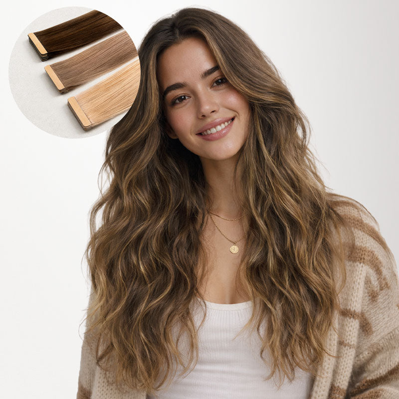 Brunette Balayage (4D/14/5B) Tape-Ins 50g