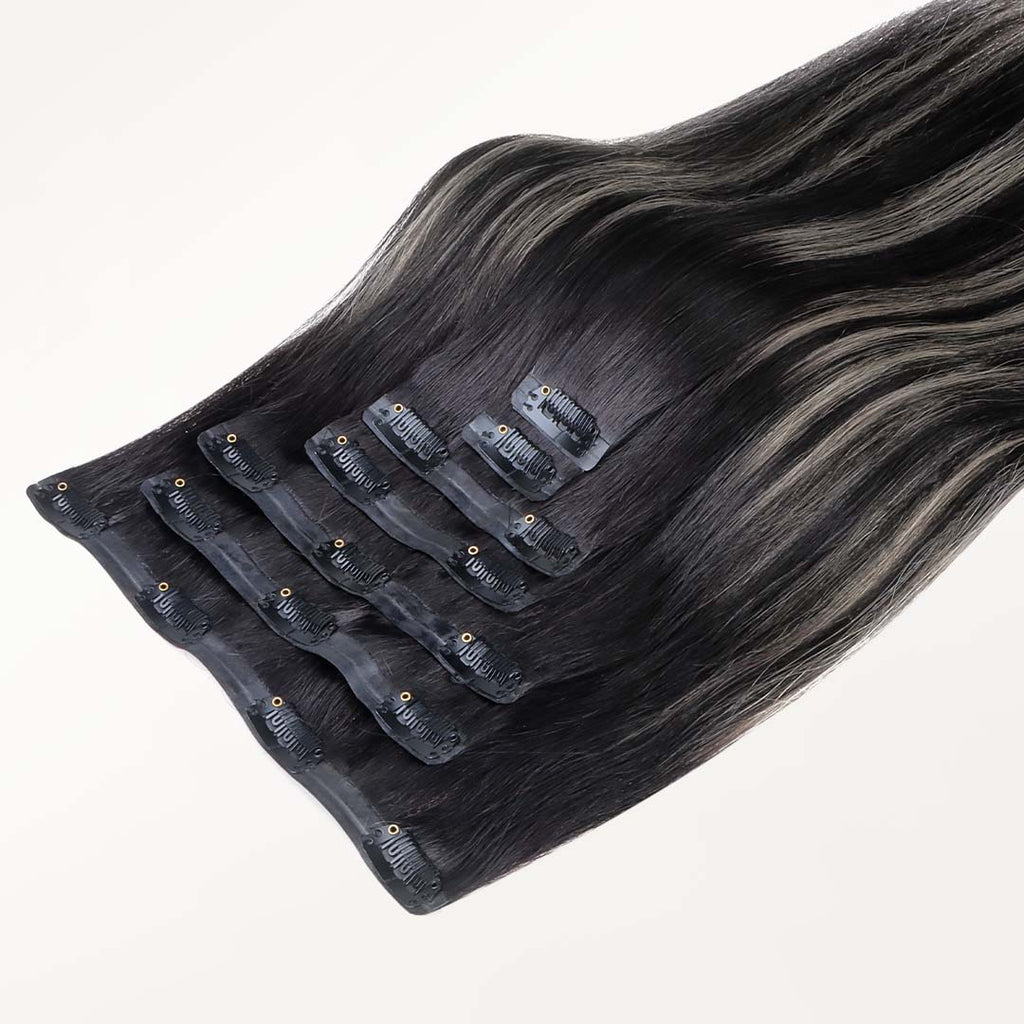 Black To Light Blonde Balayage (1B/19/1B) Seamless Clip-Ins (130g-160g)