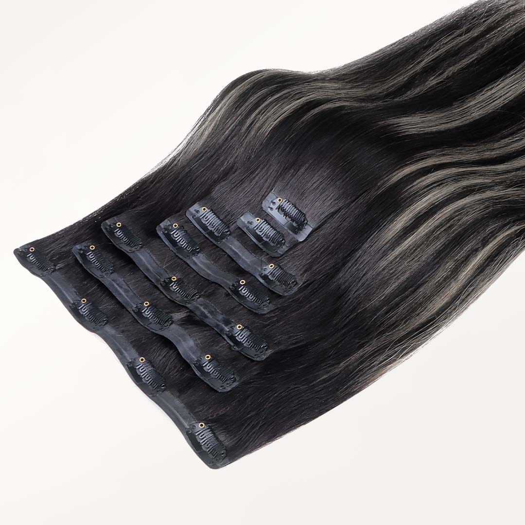 Black To Light Blonde Balayage (1B/19/1B) Seamless Clip-Ins (130g-160g)