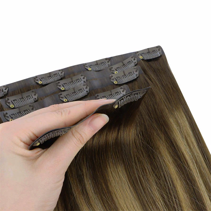 Caramel Blonde Balayage (4/27/4) Seamless Clip-Ins (130g-160g)