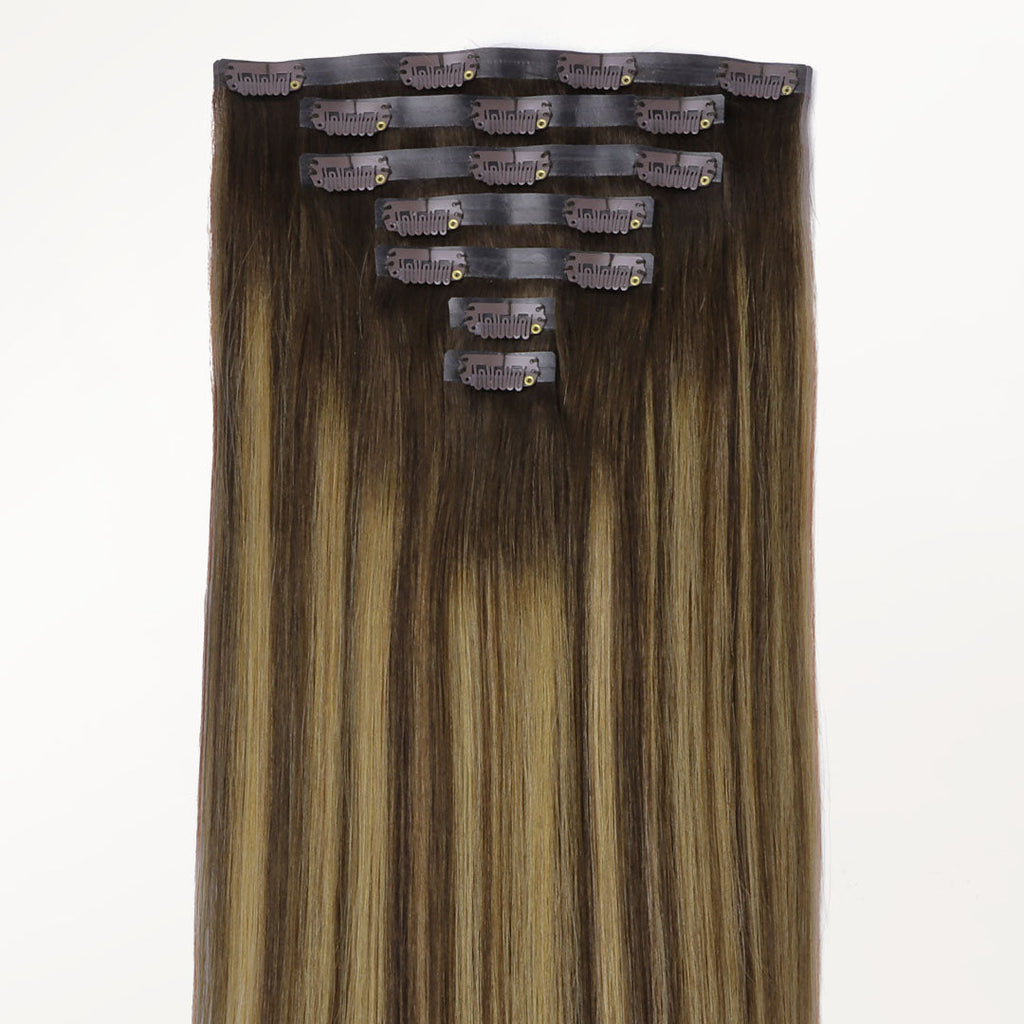 Caramel Blonde Balayage (4/27/4) Seamless Clip-Ins (130g-160g)