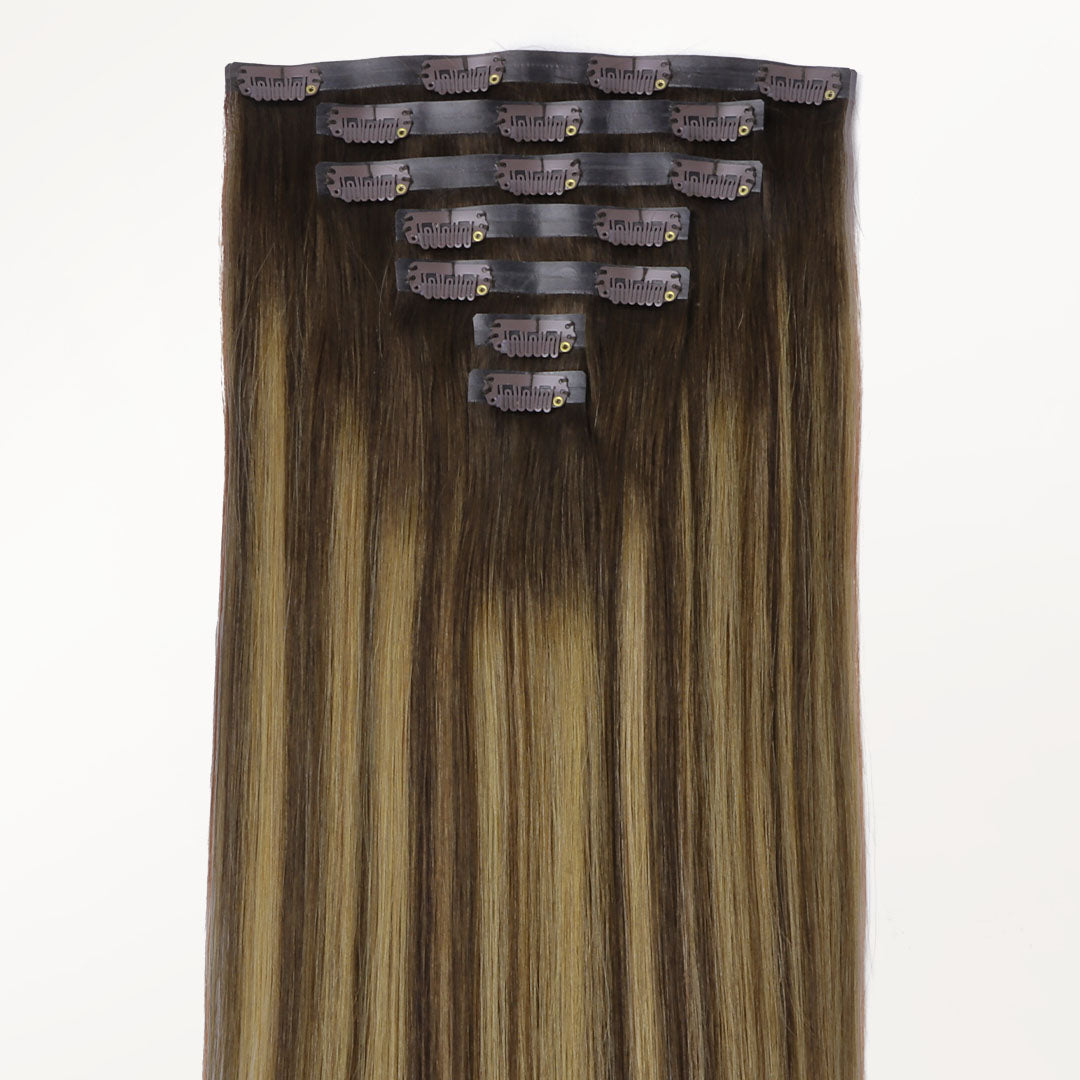 Caramel Blonde Balayage (4/27/4) Seamless Clip-Ins (130g-160g)