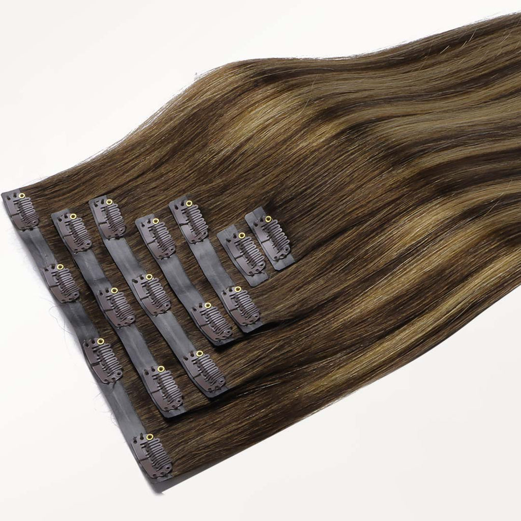 Caramel Blonde Balayage (4/27/4) Seamless Clip-Ins (130g-160g)