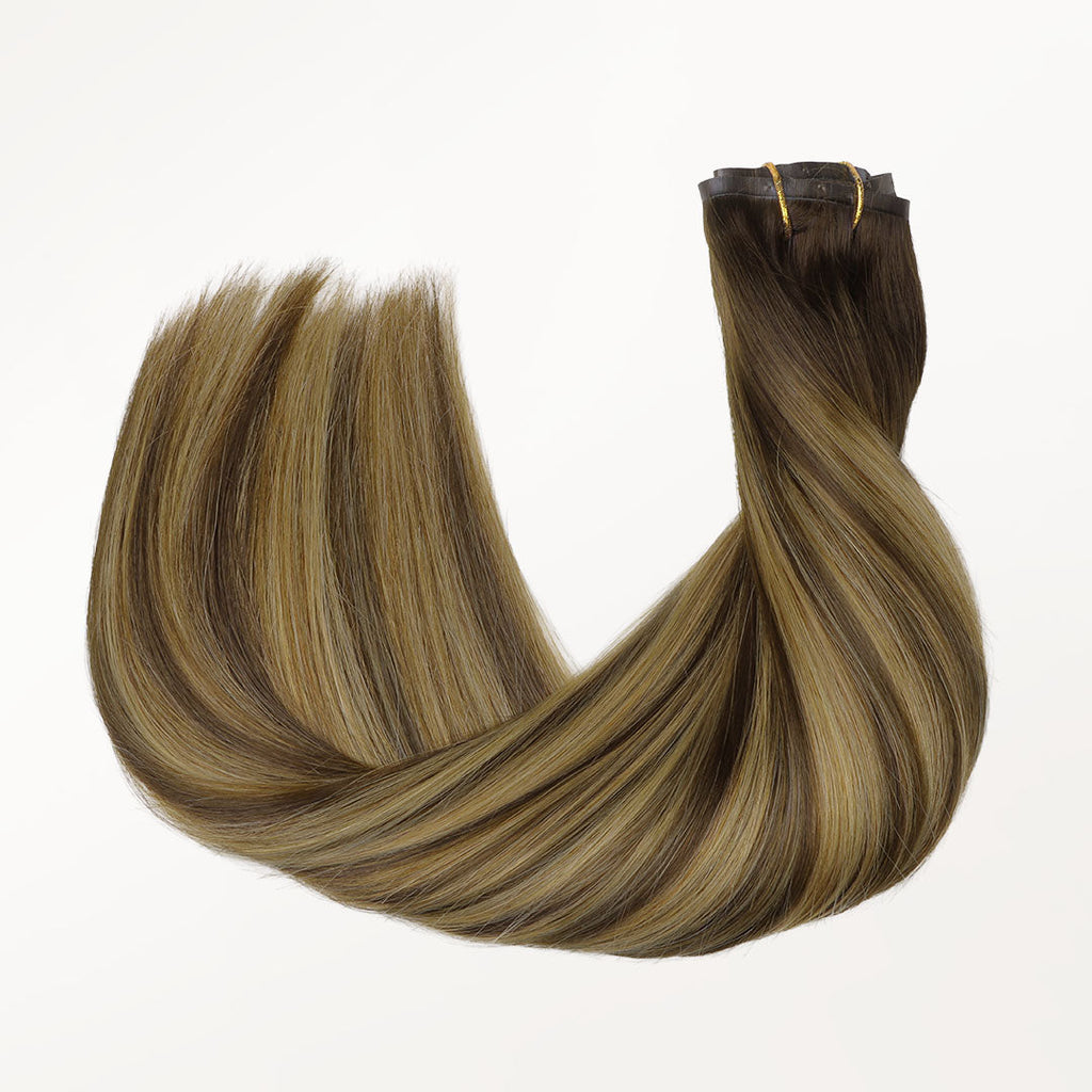 Caramel Blonde Balayage (4/27/4) Seamless Clip-Ins (130g-160g)