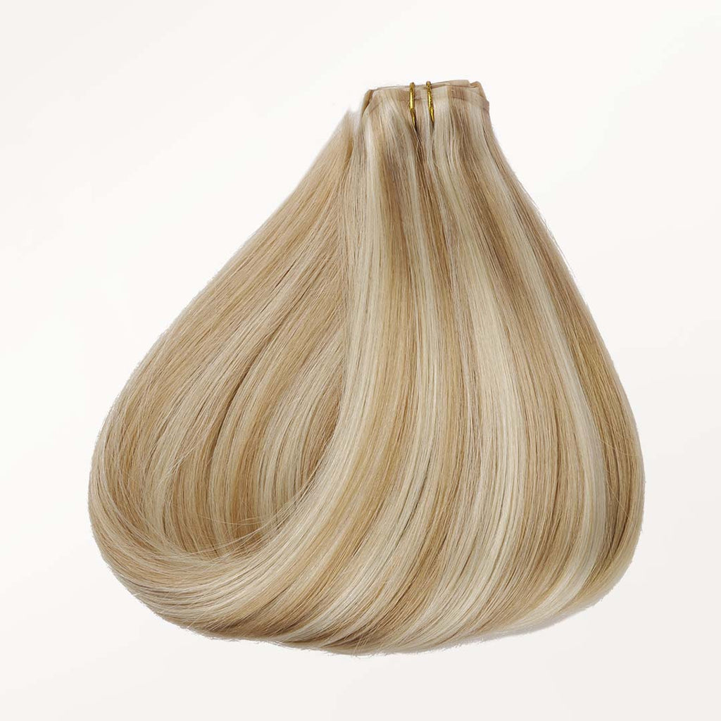 Dark Blonde Highlighted Bleach Blonde (18A/613A) Seamless Clip-Ins (130g-160g)