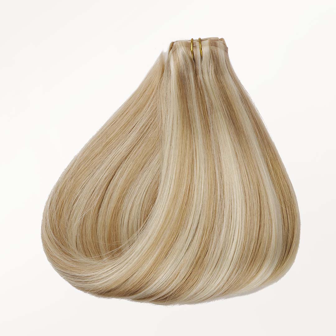 Dark Blonde Highlighted Bleach Blonde (18A/613A) Seamless Clip-Ins (130g-160g)
