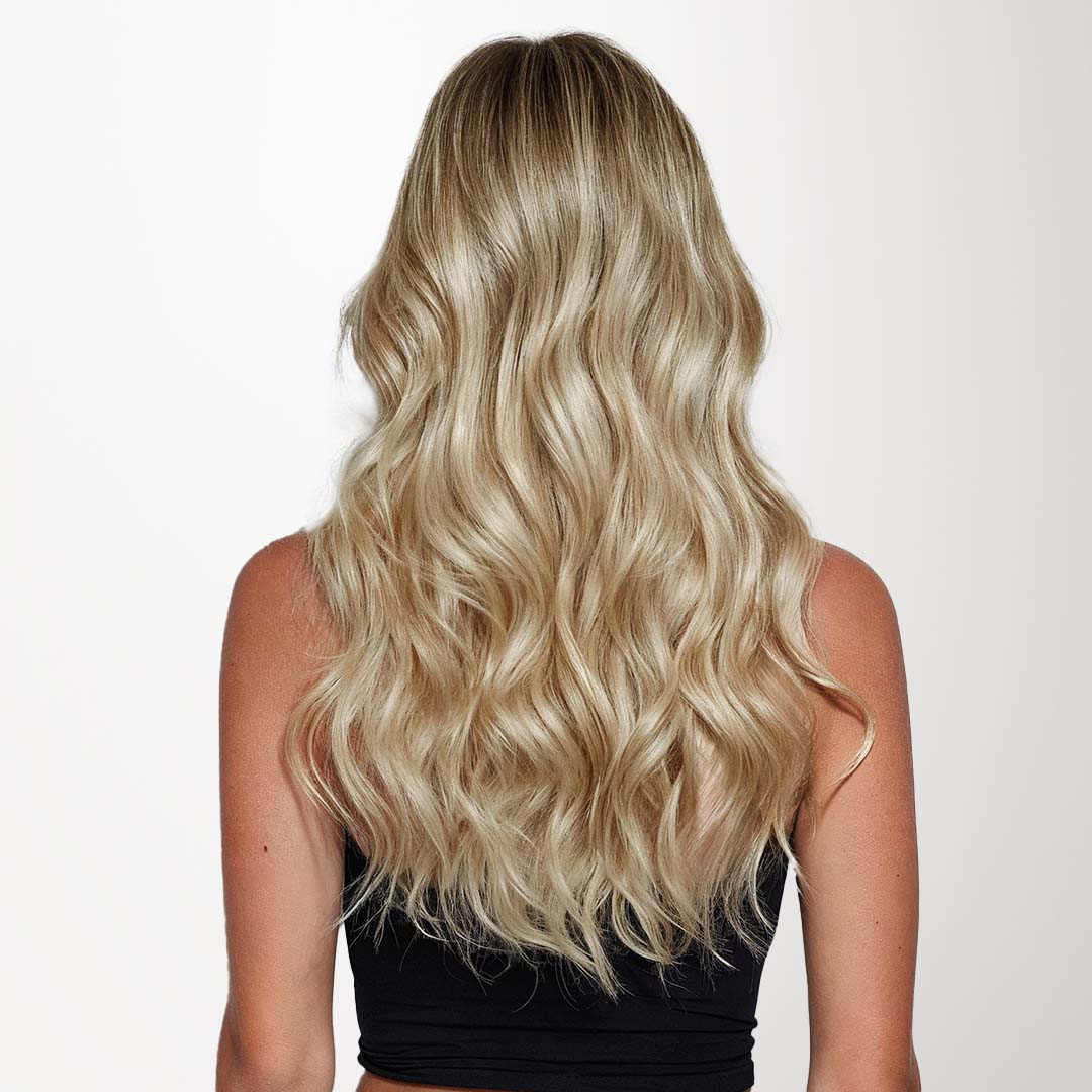 Dark Blonde Highlighted Bleach Blonde (18A/613A) Seamless Clip-Ins (130g-160g)