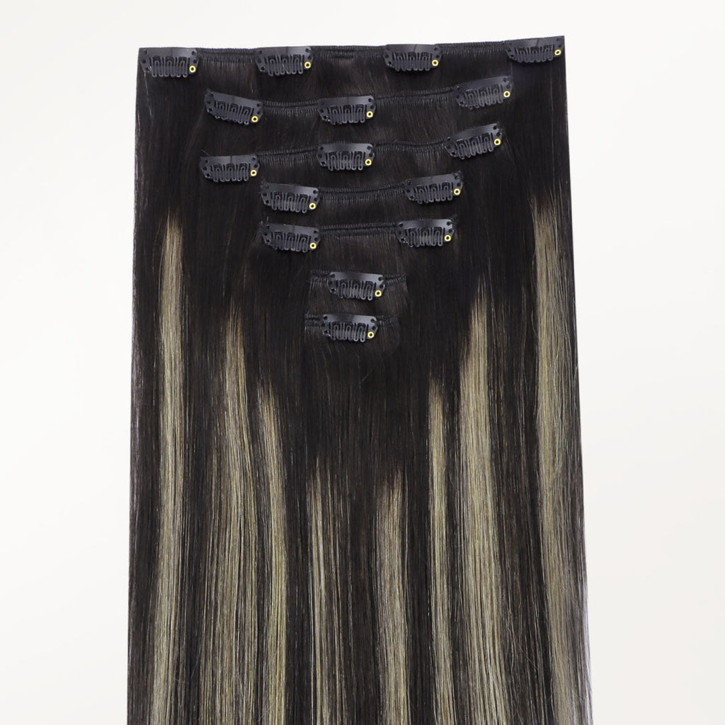 Black to Light Blonde Balayage (1B/19/1B) Classic Clip-Ins (150g-170g)