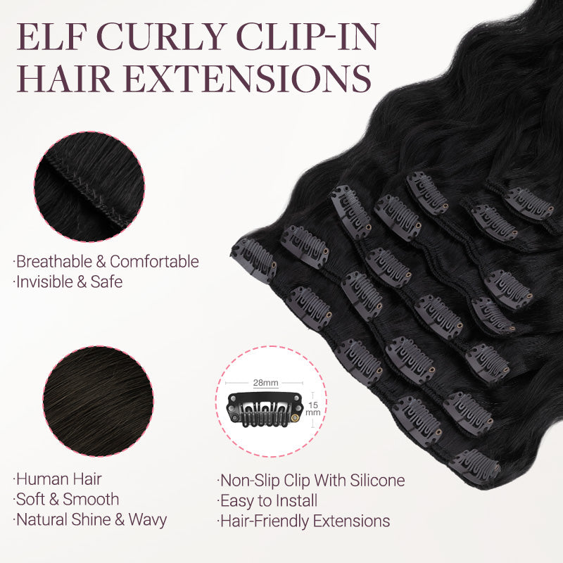 Chocolate Brown (4A) Elf Curly Clip-in Hair Extensions (120-150g)