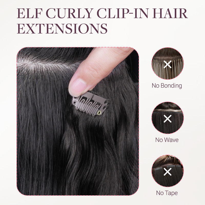 Chocolate Brown (4A) Elf Curly Clip-in Hair Extensions (120-150g)