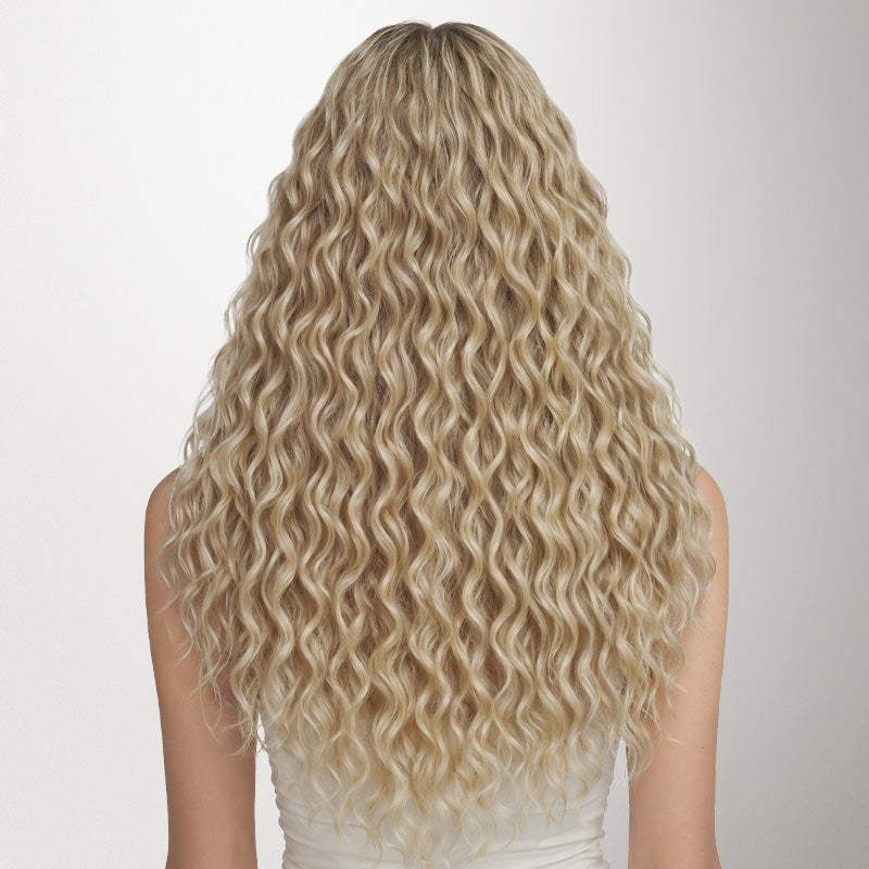 Ash Blonde Highlights (17B/20A) Elf Curly Clip-in Hair Extensions (120-150g)