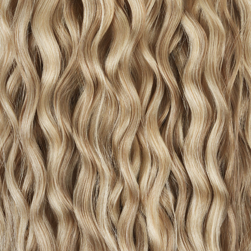 Ash Blonde Highlights (17B/20A) Elf Curly Clip-in Hair Extensions (120-150g)