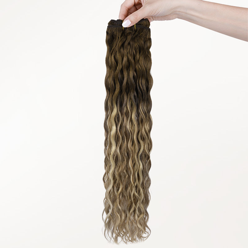 Bleach Blonde Balayage (3/8/18) Elf Curly Clip-in Hair Extensions (120-150g)