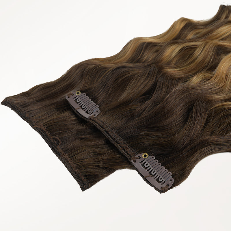 Caramel Blonde Balayage (4/27/4) Elf Curly Clip-in Hair Extensions (120-150g)