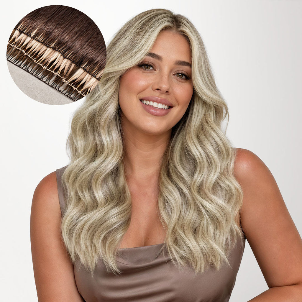 Ash Blonde Highlights (17A/60A) Feather Weft Hair Extension (50g-60g)