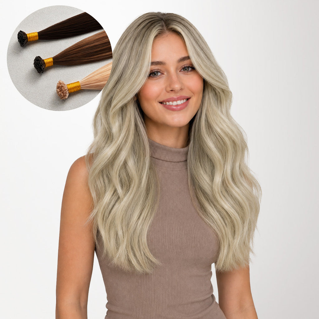 Ash Blonde Highlights (17A/60A) Flat Tip Hair Extensions 50-60g