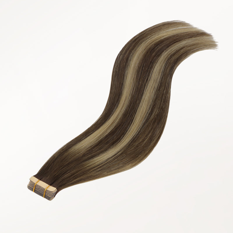 Caramel Blonde Balayage (4/27/4) Silky Straight Tape In Hair Extensions 50g