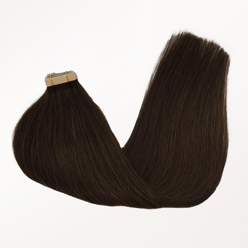 Chocolate Brown (4A) Silky Straight Tape In Hair Extensions 50g
