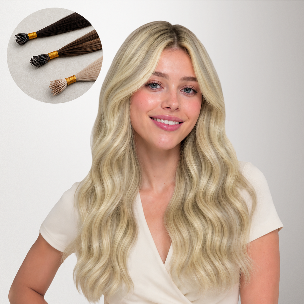 Ash Blonde Highlights (17A/60A) SofGrip Nano Pro Tip Hair Extensions 50-100g