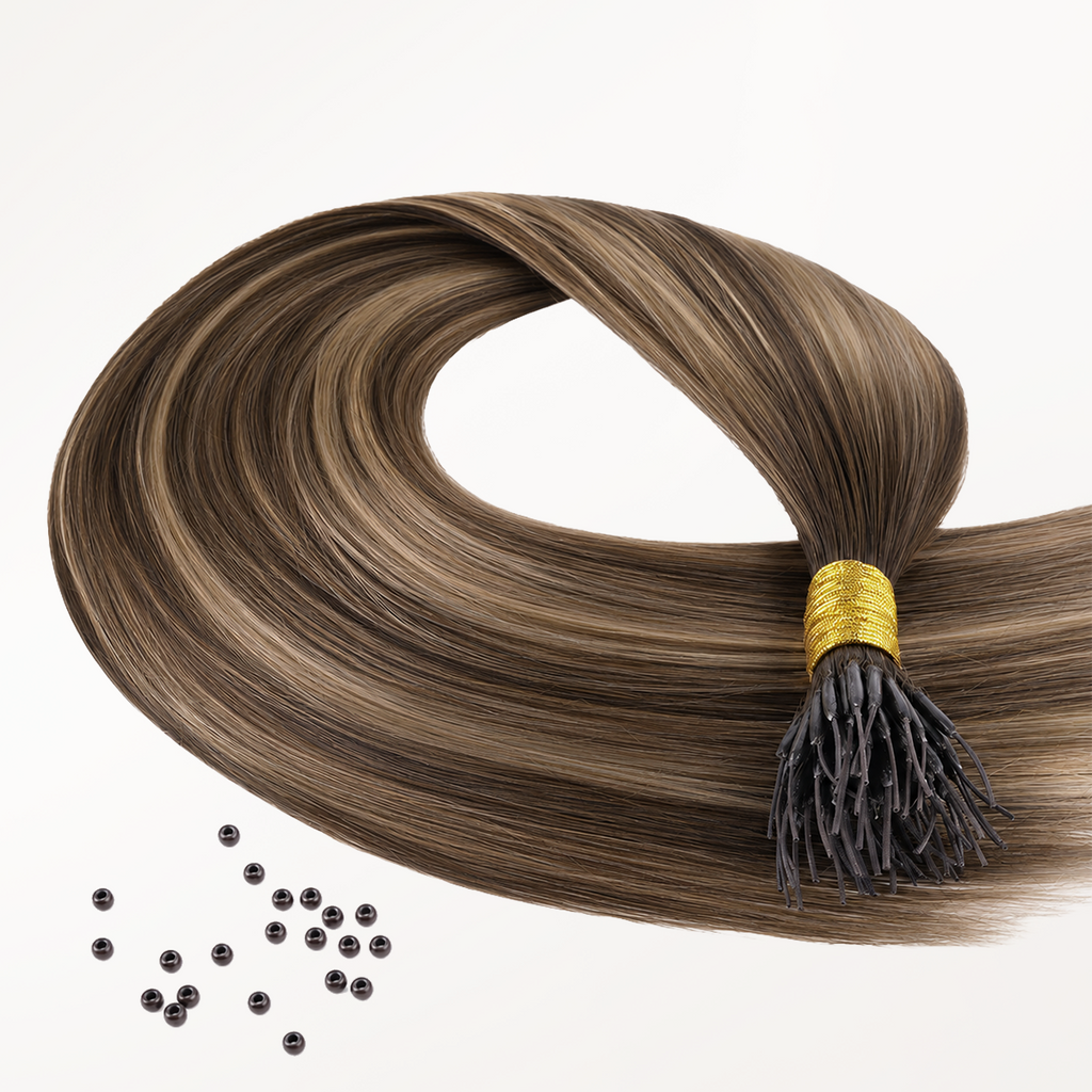 Caramel Blonde Balayage (4/27/4) SofGrip Nano Pro Tip Hair Extensions 50-100g