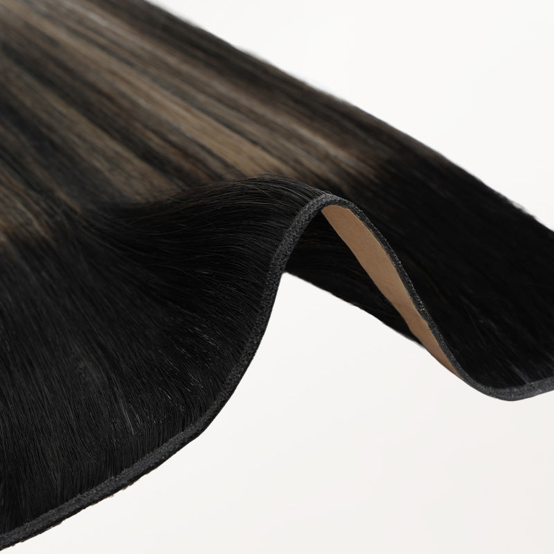 Black to Light Blonde Balayage (1B/19/1B) Thick Genius Tape Weft Hair Extensions 100-120g