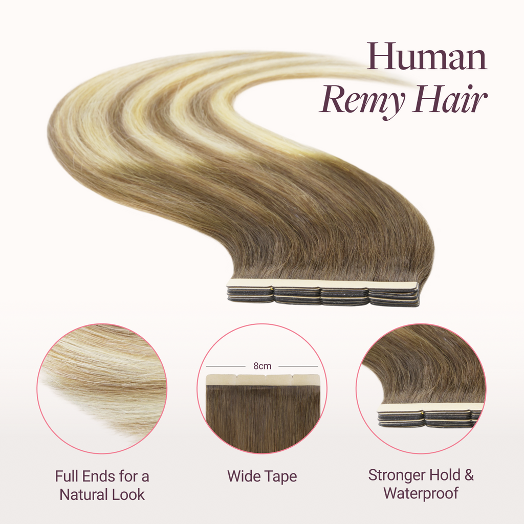 Bleach Blonde Balayage (3/8/613) Wide Tape-Ins 50-100g