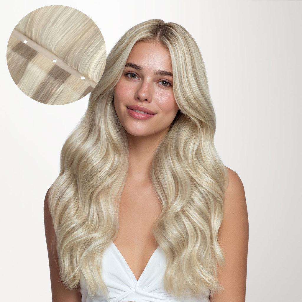 Ash Blonde Highlights (17A/60A) Butterfly Weft Hair Extensions (100g-160g)