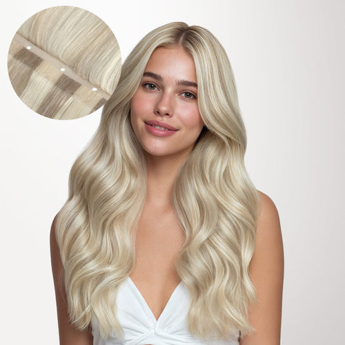 Ash Blonde Highlights (17A/60A) Butterfly Weft Hair Extensions (100g-160g) [Clearance]