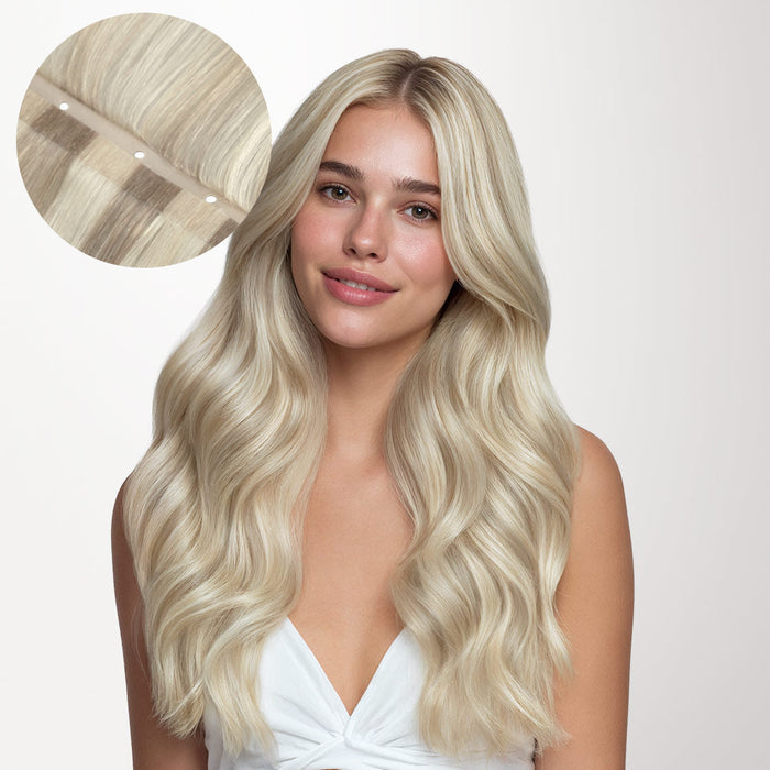 Ash Blonde Highlights (17A/60A) Butterfly Weft Hair Extensions (100g-160g) [Clearance]