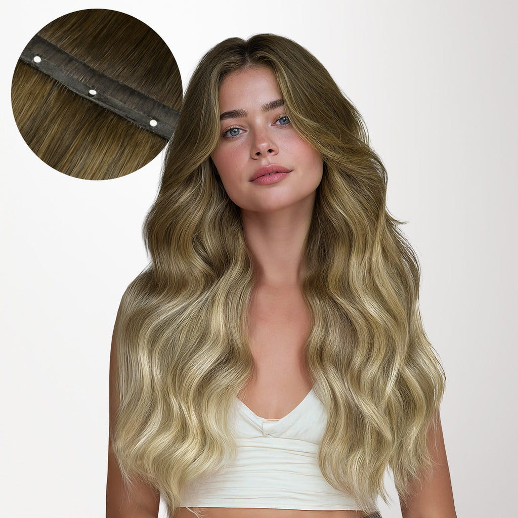 Bleach Blonde Balayage (3/8/613) Butterfly Weft Hair Extensions (100g-160g) [Clearance]