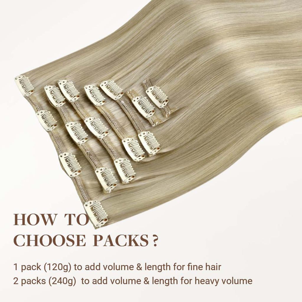 Ash Blonde Highlights (17A/60A) Classic Clip-Ins (120g-150g) [Clearance]