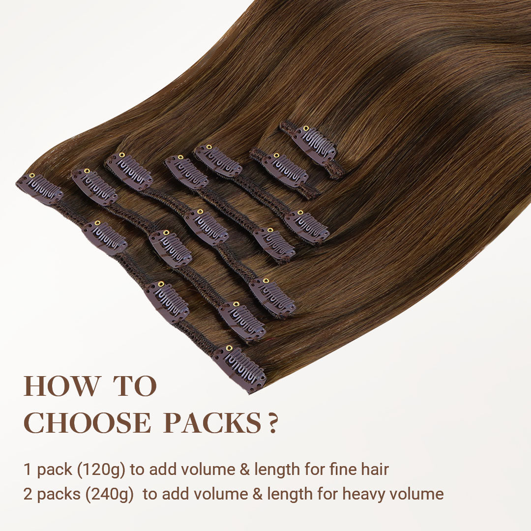 Brown Sugar Swirl Highlights (2C/4E/6C) Classic Clip-Ins (120g-150g)