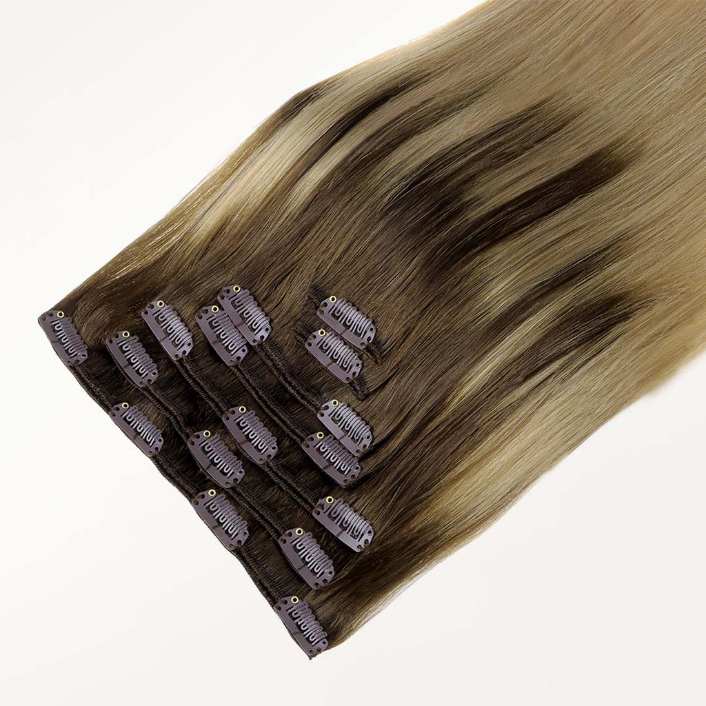 Chocolate Brown to Dirty Blonde (4/18) Classic Clip-Ins (120g-130g)