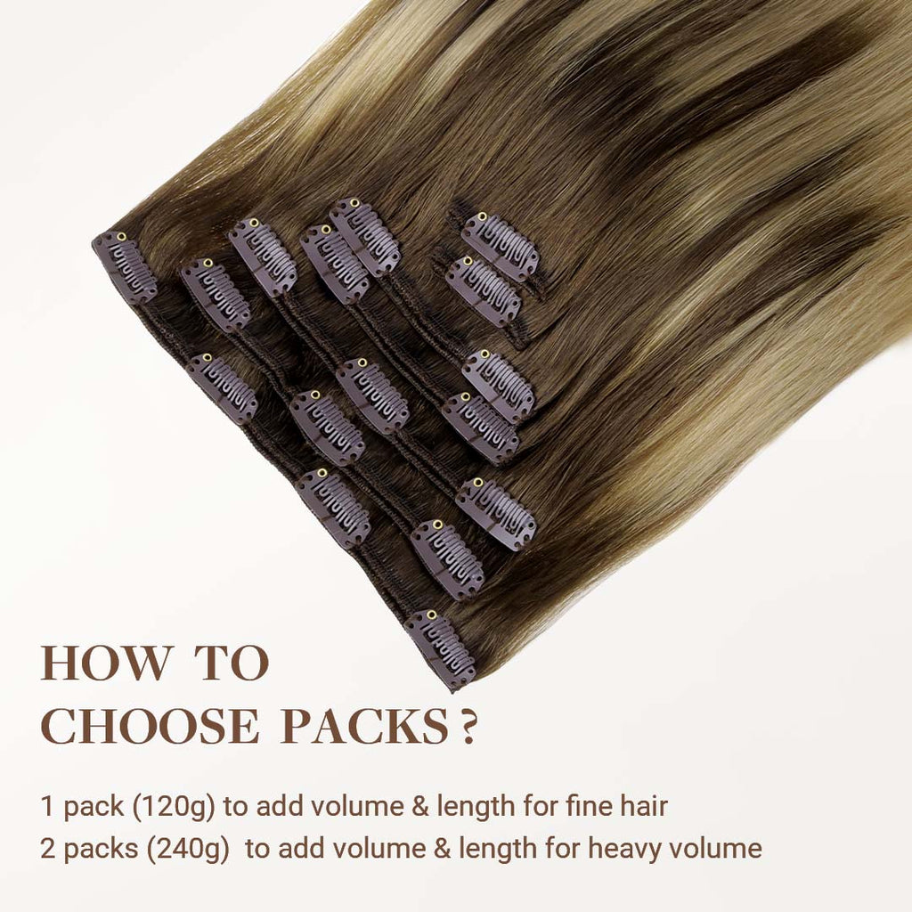 Chocolate Brown to Dirty Blonde (4/18) Classic Clip-Ins (120g-130g)