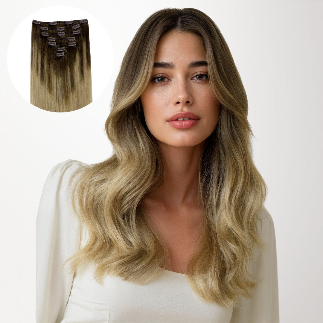 Chocolate Brown to Dirty Blonde (4/18) Classic Clip-Ins (120g-130g)