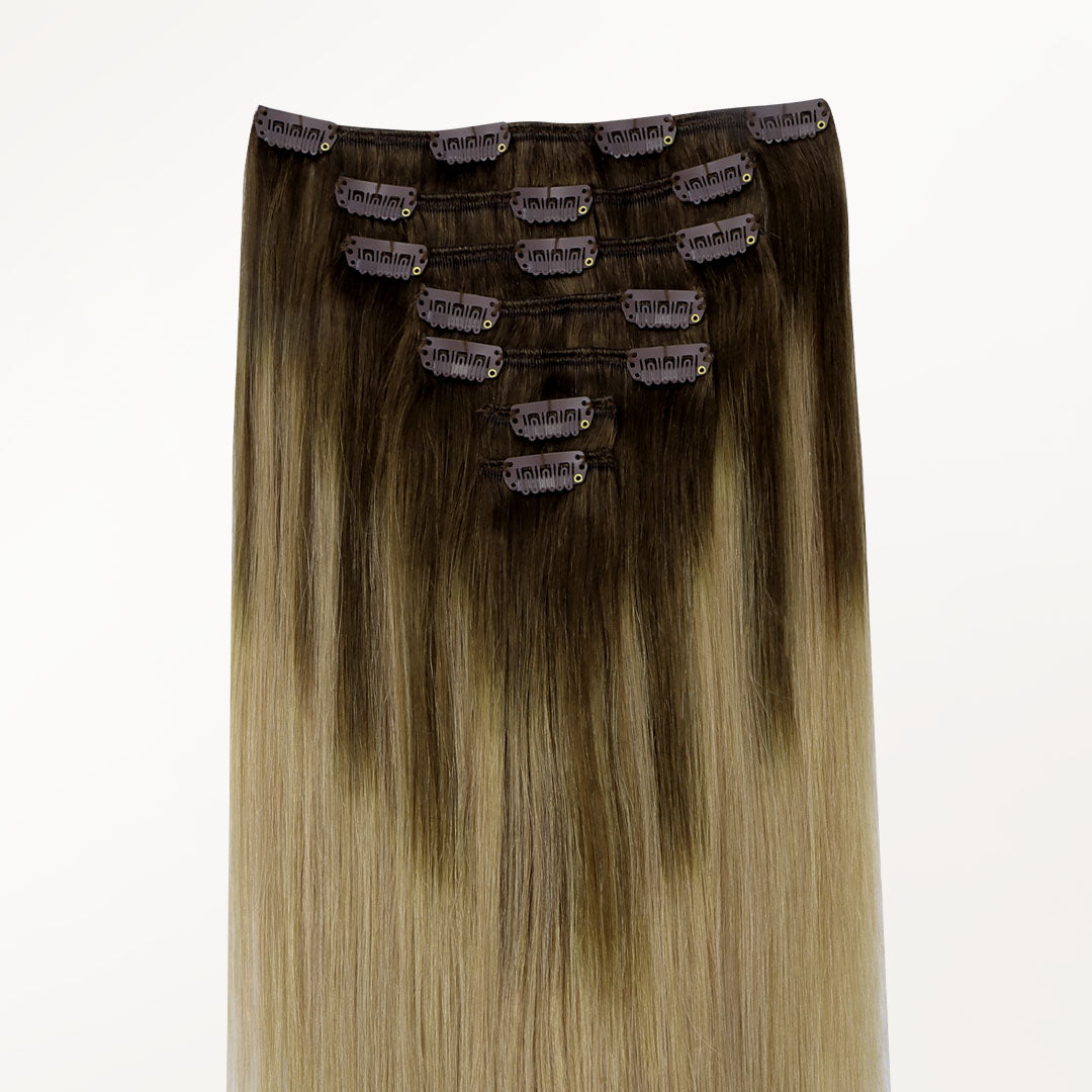 Chocolate Brown to Dirty Blonde (4/18) Classic Clip-Ins (120g-130g)