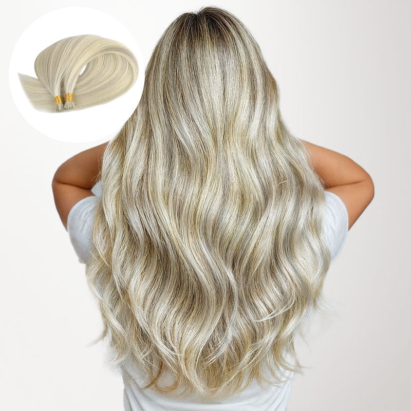 Ash Blonde Highlights (17A/60A) I-Tip Hair Extensions 50g [clearance]