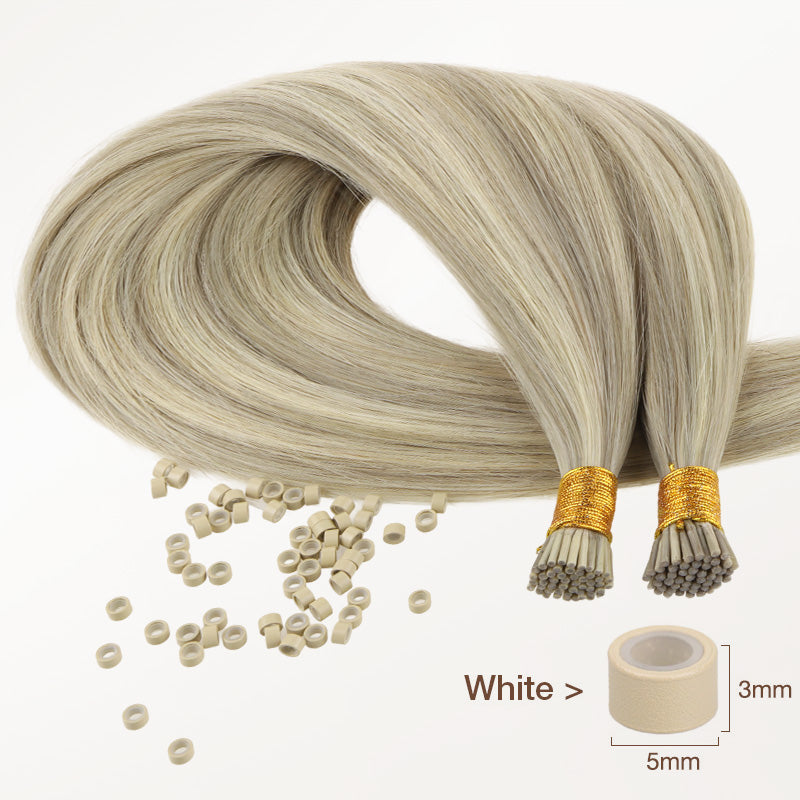 Ash Blonde Highlights (17A/60A) I-Tip Hair Extensions 50g [clearance]