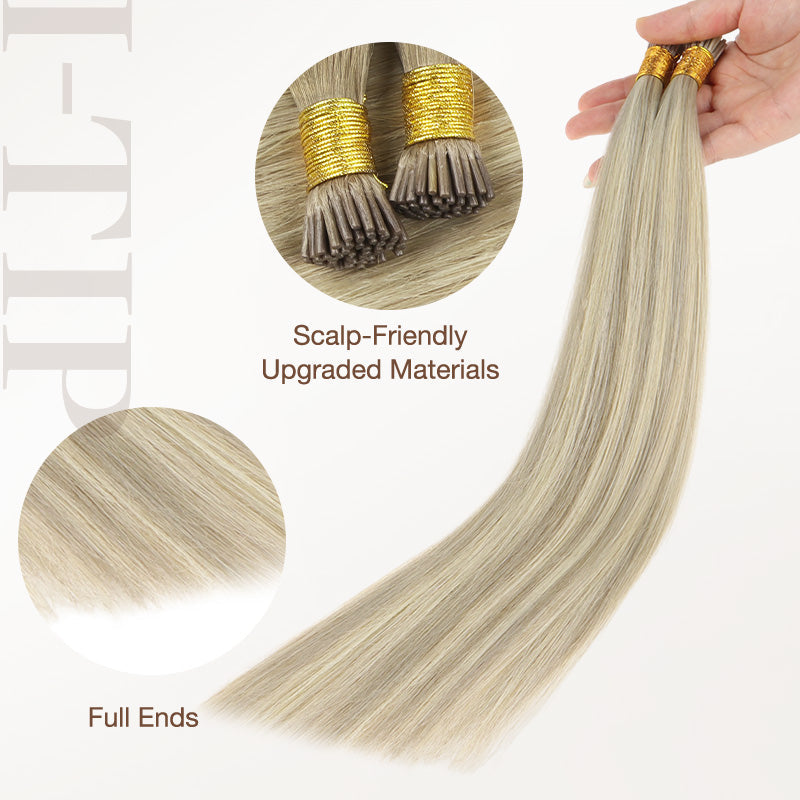 Ash Blonde Highlights (17A/60A) I-Tip Hair Extensions 50g [clearance]