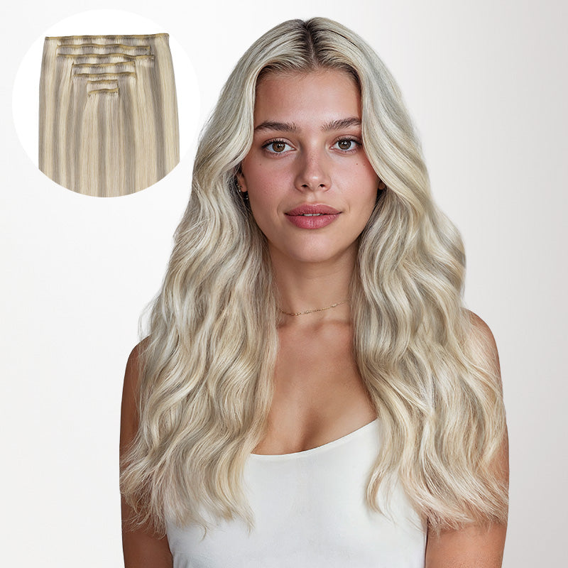 Ash Blonde Highlights (17A/60A) Full Classic Clip-Ins (160g-220g)