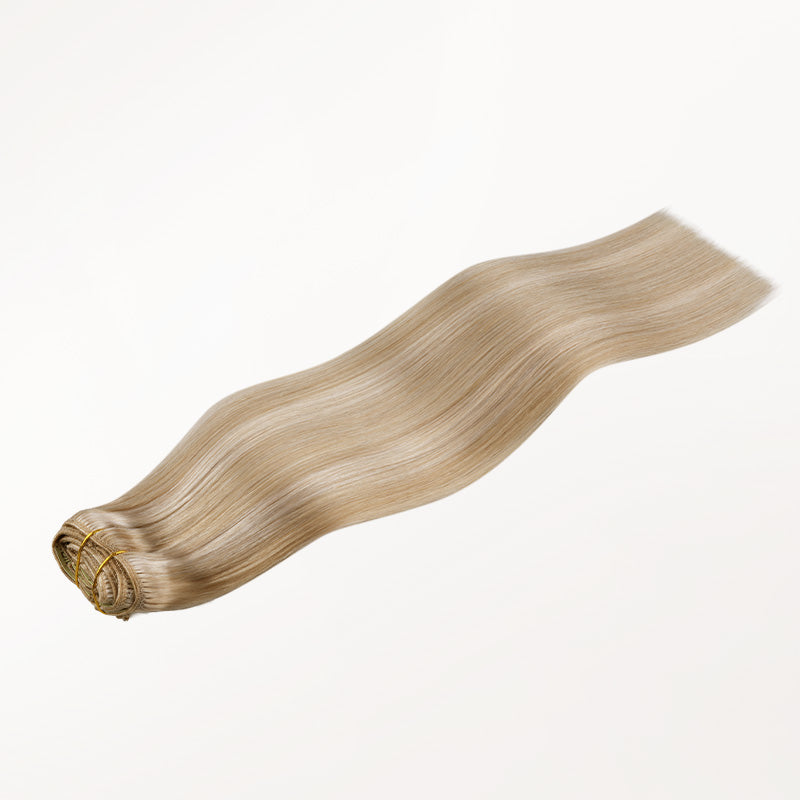 Dark Blonde Highlighted Bleach Blonde (18A/613A) Full Classic Clip-Ins (160g-220g)