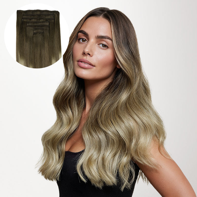 Bleach Blonde Balayage (3/8/613) Full Classic Clip-Ins (160g-220g)