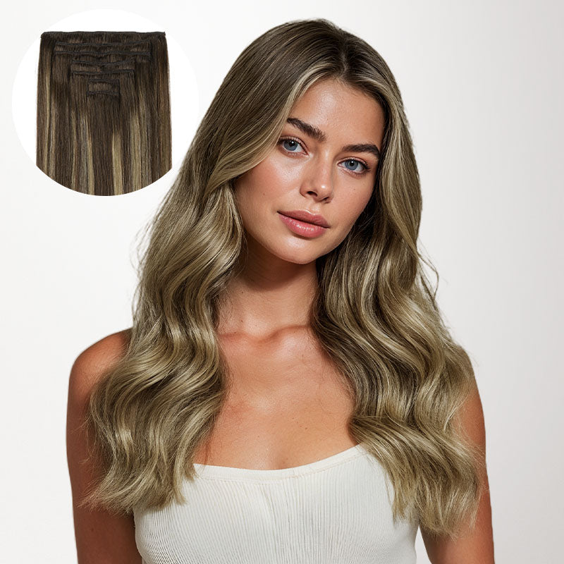 Caramel Blonde Balayage (4/27/4) Full Classic Clip-Ins (160g-220g)