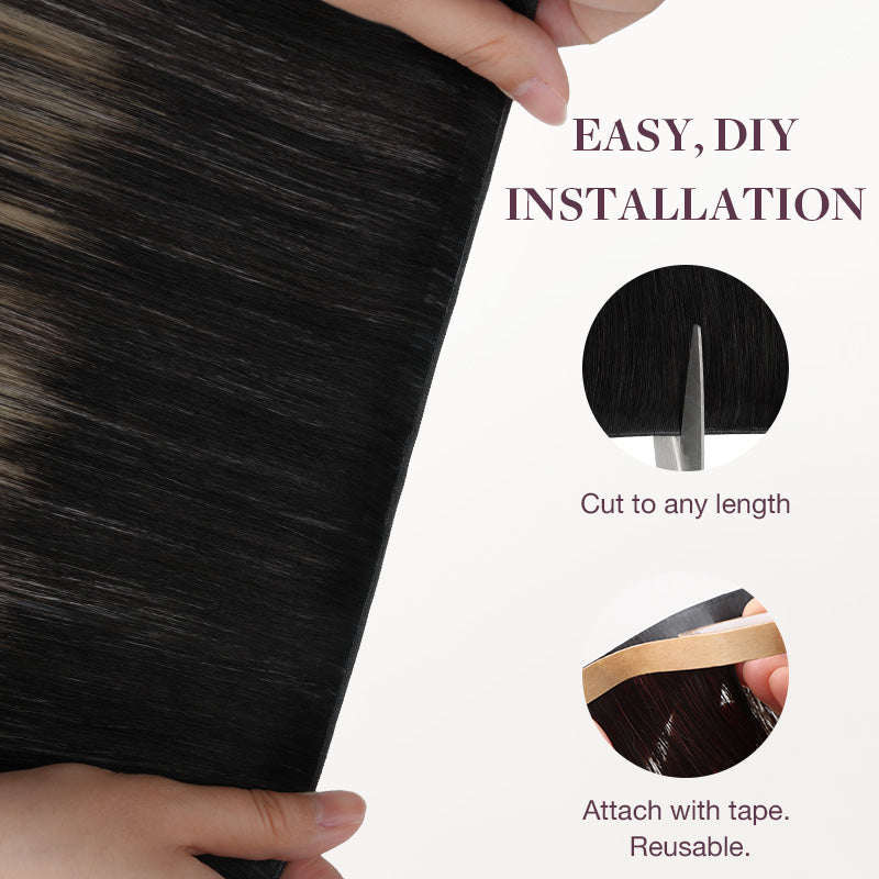 Black to Light Blonde Balayage (1B/19/1B) Genius Tape Weft Hair Extensions 50-60g