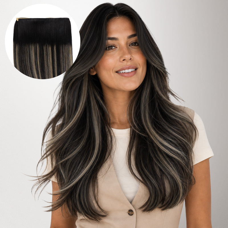 Black to Light Blonde Balayage (1B/19/1B) Genius Tape Weft Hair Extensions 50-60g