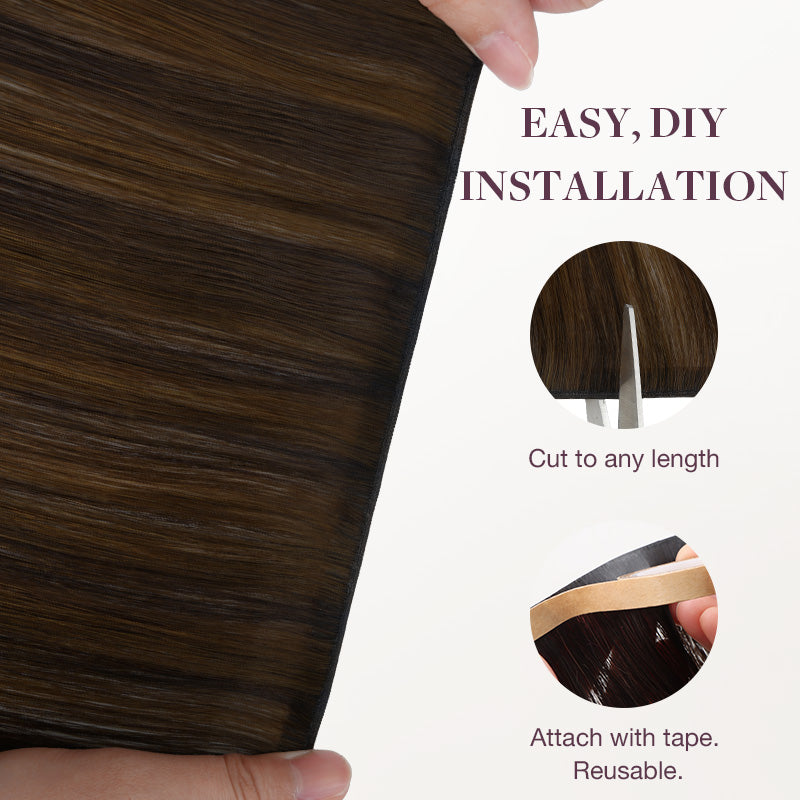 Brown Sugar Swirl Highlights (2C/4E/6C) Genius Tape Weft Hair Extensions 50-60g